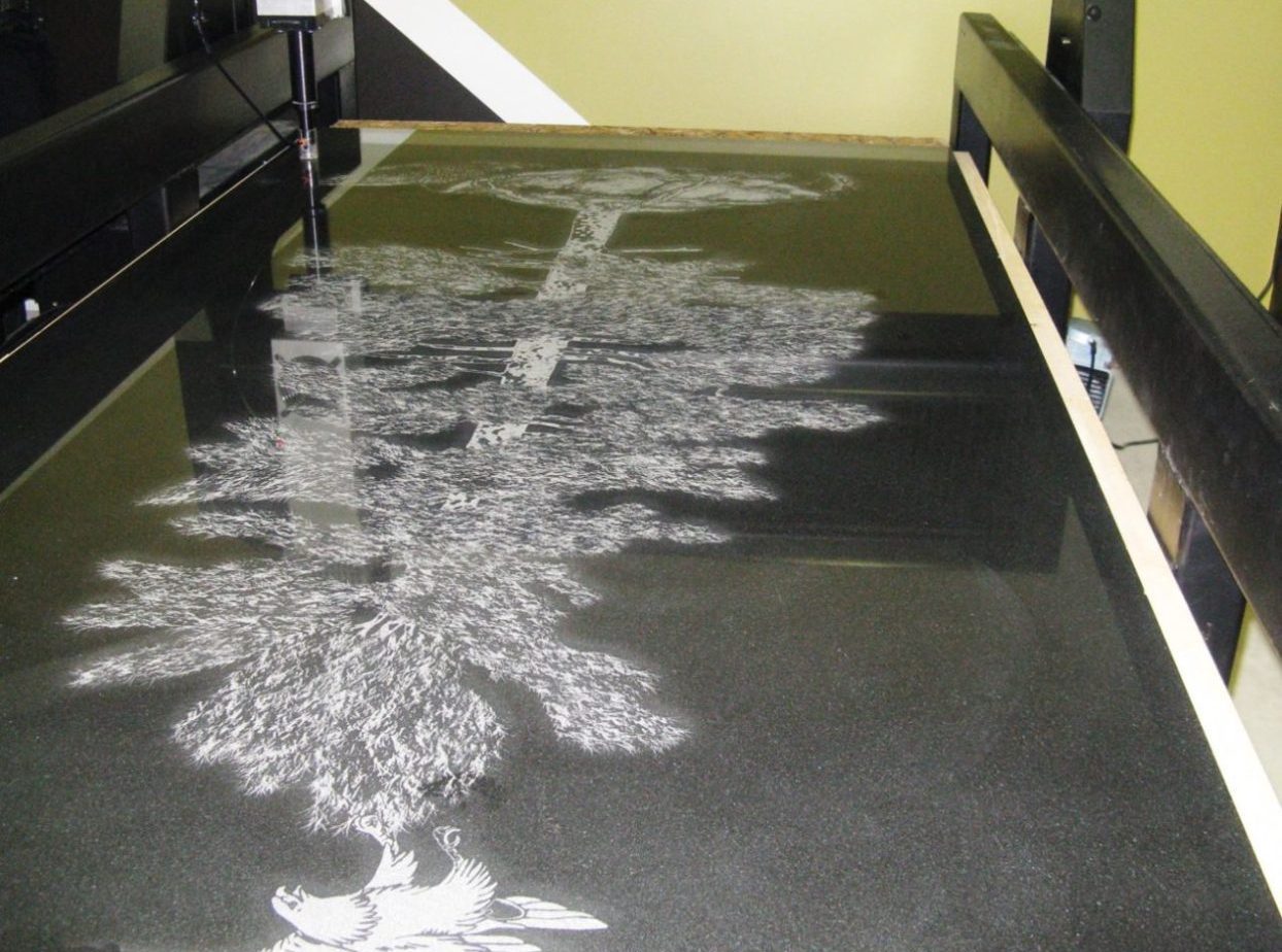 Laser etching in process
