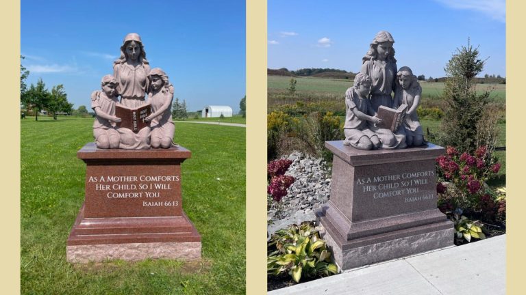 Mother & Children Granite Statues for Catholic Cemeteries of the Diocese of Hamilton