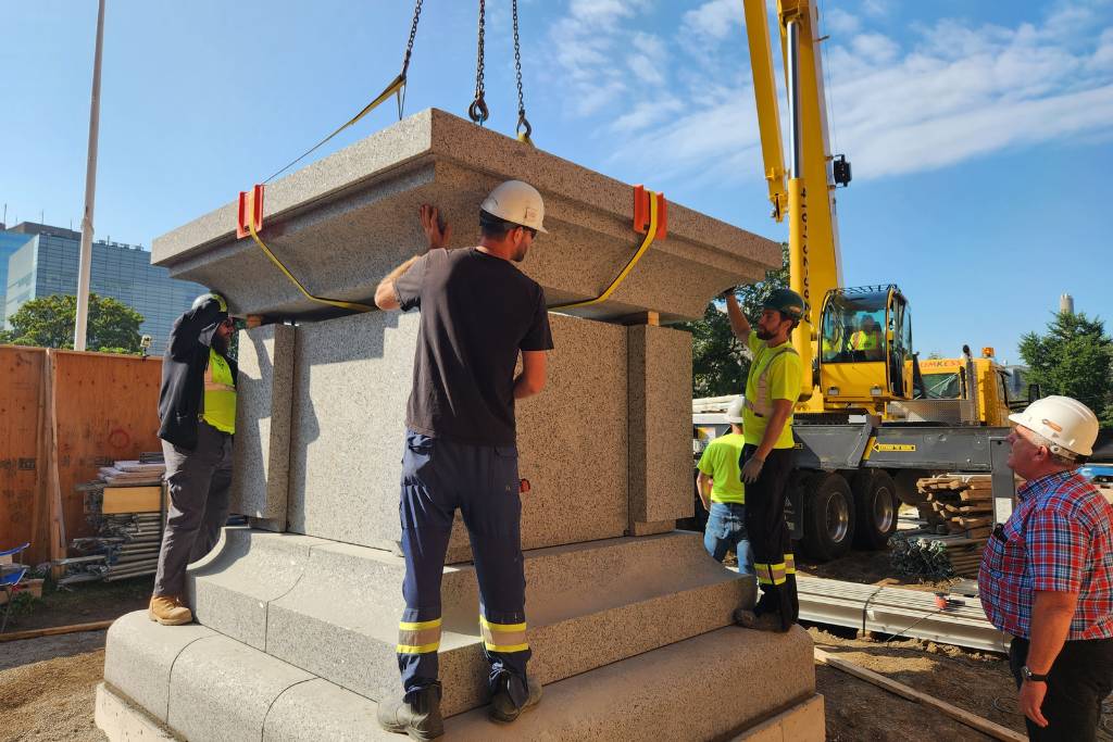 Installation of granite memorial