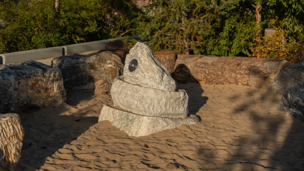 Spiral granite water fountain