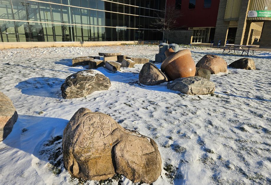 Rim Park Granite Stone Acorns in winter
