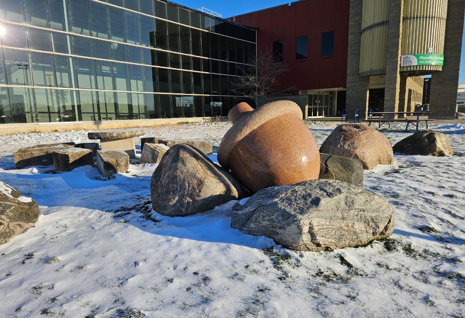 Rim Park Granite Stone Acorns in winter
