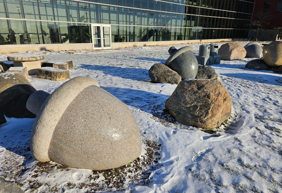 Rim Park Granite Stone Acorns in winter