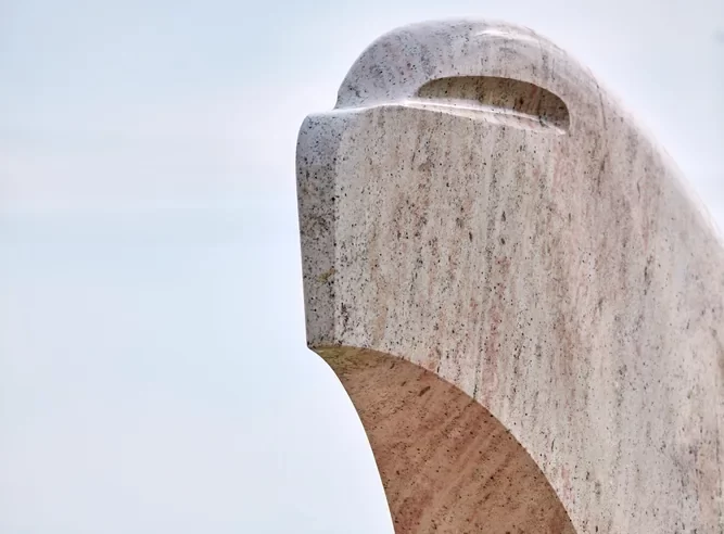 Eagles Among Us are four nine-foot-high granite eagles, arranged within a circular plaza